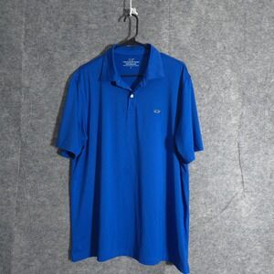 Vineyard Vines Performance Golf Polo Shirt Mens Large Blue Whale Logo Solid